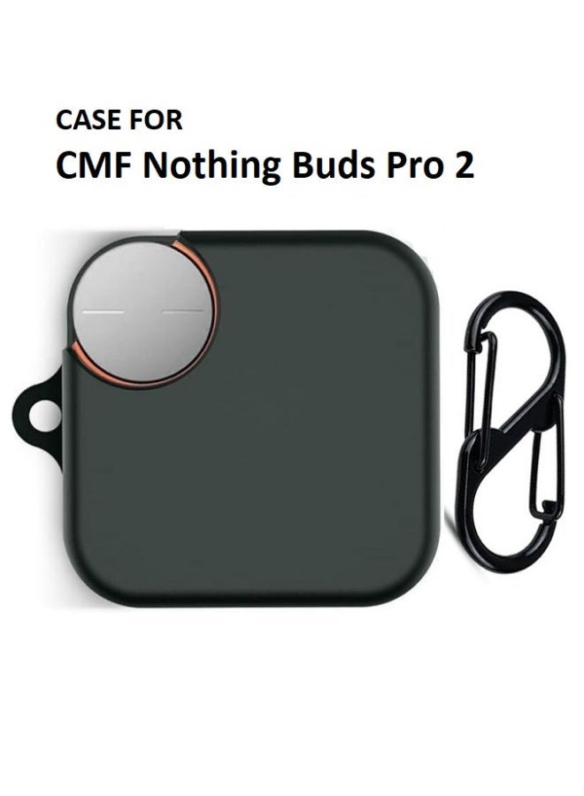 Silicone Case Cover for CMF Nothing Buds Pro 2, Protective Case Cover with Carabiner - Image 1